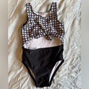Cat & Jack Gray and White Checkered Swimsuit